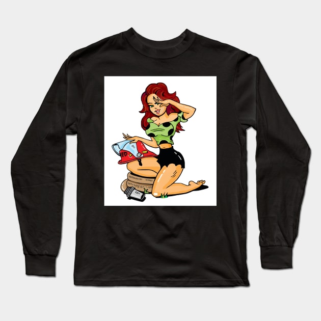 FIRE DEPT PIN UP BABE Long Sleeve T-Shirt by MPeraino